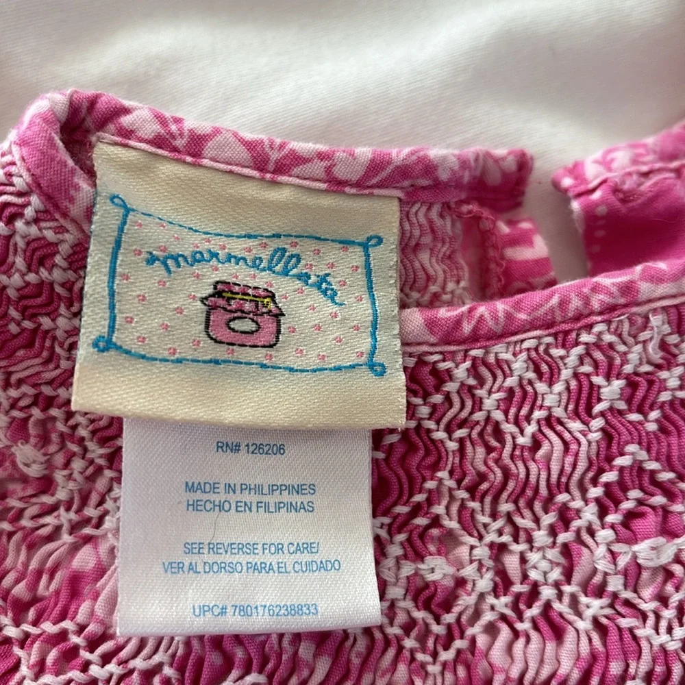 Marmellata Smocked Bohemian Print Pink Dress 4T - Picture 6 of 14